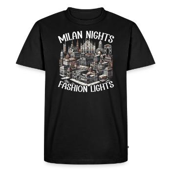 Milan Italie Voyage Vacances Italie Milan Skyline - T-shirt Premium bio Homme - noir - Devant - Nico (187cm)