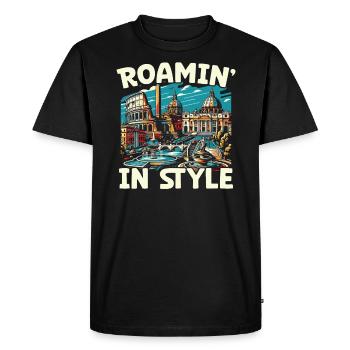 Rome Italie Voyage Italien Roma Italia J’aime Rome - T-shirt Premium bio Homme - noir - Devant - Nico (187cm)