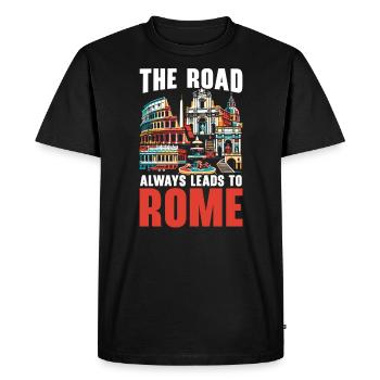Rome Italie Voyage Italien Roma Italia J’aime Rome - T-shirt Premium bio Homme - noir - Devant - Nico (187cm)