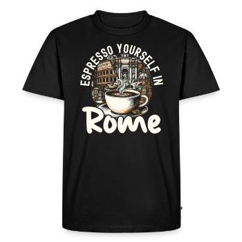 Rome Italie Voyage Italien Roma Italia J’aime Rome - T-shirt Premium bio Homme - noir - Devant - Nico (187cm)