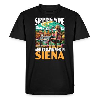 Sienne, Italie, Voyage, Vacances, Italien, J’aime l’Italie - T-shirt Premium bio Homme - noir - Devant - Nico (187cm)
