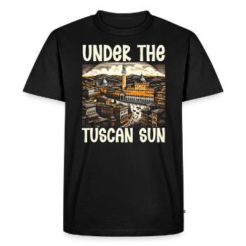 Sienne, Italie, Voyage, Vacances, Italien, J’aime l’Italie - T-shirt Premium bio Homme - noir - Devant - Nico (187cm)