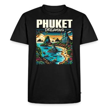 Phuket Thaïlande Voyage Vacances Thaïlandaise J’aime Phuket - T-shirt Premium bio Homme - noir - Devant - Nico (187cm)