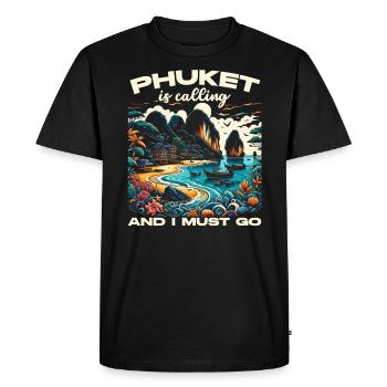 Phuket Thaïlande Voyage Vacances Thaïlandaise J’aime Phuket - T-shirt Premium bio Homme - noir - Devant - Nico (187cm)