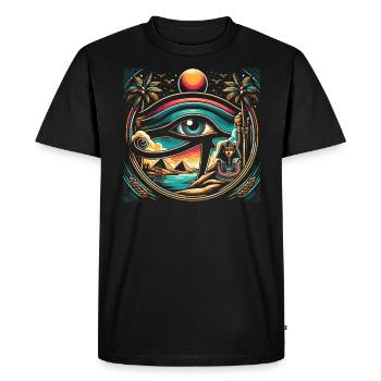 Oeil d’Horus Mythologie égyptienne Symbole ancien - T-shirt Premium bio Homme - noir - Devant - Nico (187cm)