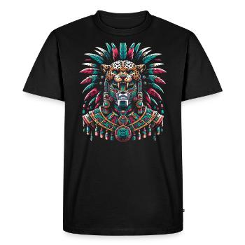 Aztèque Jaguar Guerrier Culture aztèque Indigène - T-shirt Premium bio Homme - noir - Devant - Nico (187cm)