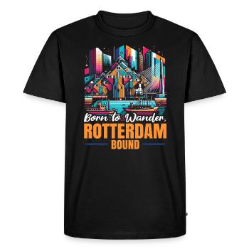 Rotterdam Pays-Bas Voyage J’aime Rotterdam - T-shirt Premium bio Homme - noir - Devant - Nico (187cm)