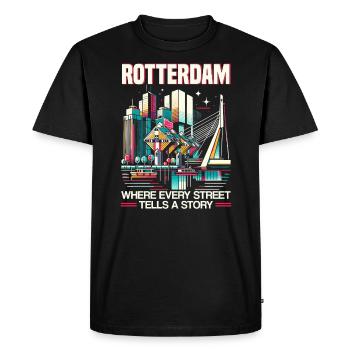 Rotterdam Pays-Bas Voyage J’aime Rotterdam - T-shirt Premium bio Homme - noir - Devant - Nico (187cm)