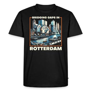 Rotterdam Pays-Bas Voyage J’aime Rotterdam - T-shirt Premium bio Homme - noir - Devant - Nico (187cm)