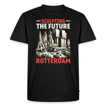 Rotterdam Pays-Bas Voyage J’aime Rotterdam - T-shirt Premium bio Homme - noir - Devant - Nico (187cm)