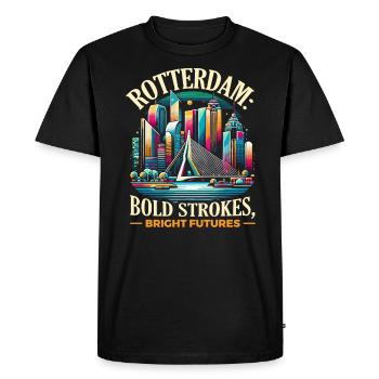 Rotterdam Pays-Bas Voyage J’aime Rotterdam - T-shirt Premium bio Homme - noir - Devant - Nico (187cm)