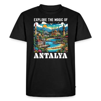 Antalya Turquie Voyage Vacances J’aime la Turquie - T-shirt Premium bio Homme - noir - Devant - Nico (187cm)