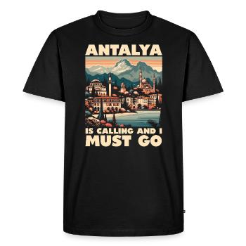 Antalya Turquie Voyage Vacances J’aime la Turquie - T-shirt Premium bio Homme - noir - Devant - Nico (187cm)