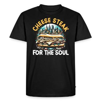 Steak au fromage Amateur de nourriture American Sandwhich Foodie - T-shirt Premium bio Homme - noir - Devant - Nico (187cm)
