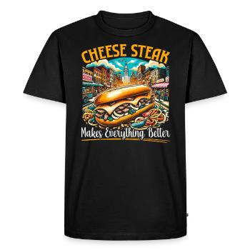 Steak au fromage Amateur de nourriture American Sandwhich Foodie - T-shirt Premium bio Homme - noir - Devant - Nico (187cm)