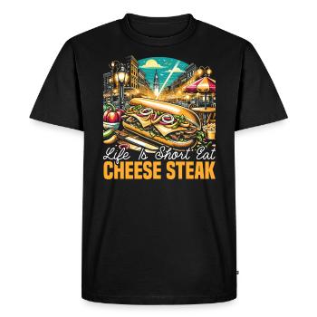 Steak au fromage Amateur de nourriture American Sandwhich Foodie - T-shirt Premium bio Homme - noir - Devant - Nico (187cm)