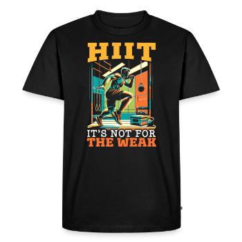 HIIT Workout Musculation Fitness Bodybuilder - T-shirt Premium bio Homme - noir - Devant - Nico (187cm)