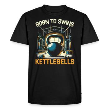 Kettlebell Workout Fitness Journey Bodybuilder - Men's Premium Organic T-Shirt - black - Front - Nico (187cm)