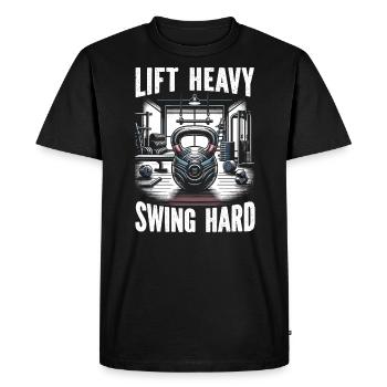 Kettlebell Workout Fitness Journey Bodybuilder - Men's Premium Organic T-Shirt - black - Front - Nico (187cm)
