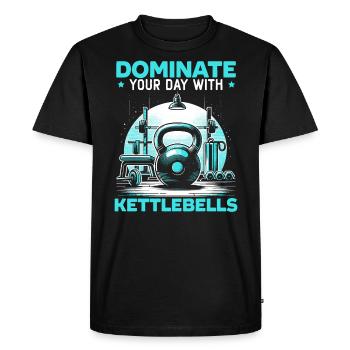 Kettlebell Workout Fitness Journey Bodybuilder - Men's Premium Organic T-Shirt - black - Front - Nico (187cm)