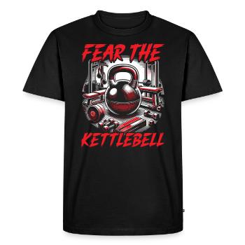 Kettlebell Workout Fitness Journey Bodybuilder - Men's Premium Organic T-Shirt - black - Front - Nico (187cm)
