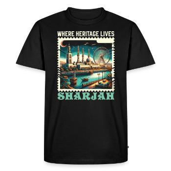 Sharjah Émirats arabes unis Voyage vacances Émirats arabes unis - T-shirt Premium bio Homme - noir - Devant - Nico (187cm)