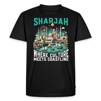 Sharjah Émirats arabes unis Voyage vacances Émirats arabes unis - T-shirt Premium bio Homme - noir - Devant - Nico (187cm)