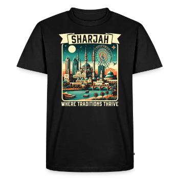 Sharjah Émirats arabes unis Voyage vacances Émirats arabes unis - T-shirt Premium bio Homme - noir - Devant - Nico (187cm)