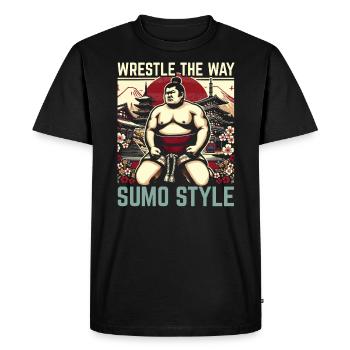 Lutteur de sumo Lutte japonaise Lutte de sumo - T-shirt Premium bio Homme - noir - Devant - Nico (187cm)
