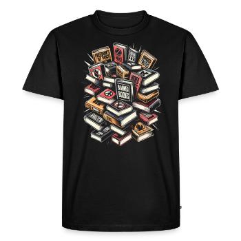 Lire des livres interdits rat de bibliothèque amoureux des livres littérature - T-shirt Premium bio Homme - noir - Devant - Nico (187cm)