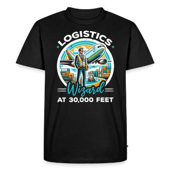 Coordinatrice de la logistique aéroportuaire Aviation Airport - T-shirt Premium bio Homme - noir - Devant - Nico (187cm)