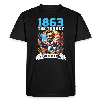 Proclamation d’émancipation Black Pride Juneteenth - T-shirt Premium bio Homme - noir - Devant - Nico (187cm)