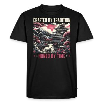 Culture féodale du Japon Histoire des kanji japonais - T-shirt Premium bio Homme - noir - Devant - Nico (187cm)