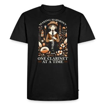 Professeur de clarinette Clarinettiste Musicien de clarinette - T-shirt Premium bio Homme - noir - Devant - Nico (187cm)