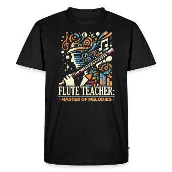 Professeur de flûte Instrument de musique Joueur de flûte - T-shirt Premium bio Homme - noir - Devant - Nico (187cm)