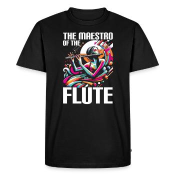 Professeur de flûte Instrument de musique Joueur de flûte - T-shirt Premium bio Homme - noir - Devant - Nico (187cm)