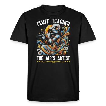 Professeur de flûte Instrument de musique Joueur de flûte - T-shirt Premium bio Homme - noir - Devant - Nico (187cm)