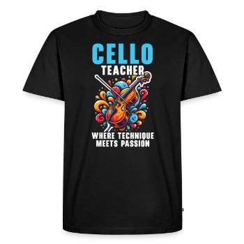 Cello Teacher Musical Cello Player Cellist - Men's Premium Organic T-Shirt - black - Front - Nico (187cm)