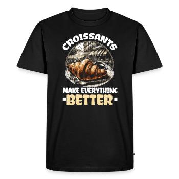 Croissant France Food Foodie Petit-déjeuner français - T-shirt Premium bio Homme - noir - Devant - Nico (187cm)