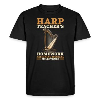 Harp Teacher Harpist Music Instrument Harp Player - Men's Premium Organic T-Shirt - black - Front - Nico (187cm)