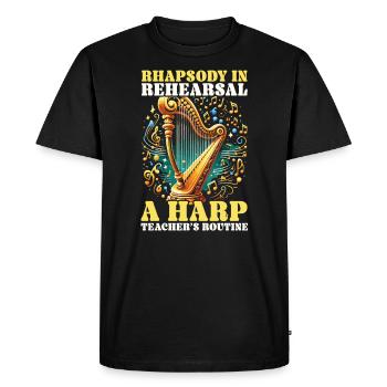 Harp Teacher Harpist Music Instrument Harp Player - Men's Premium Organic T-Shirt - black - Front - Nico (187cm)