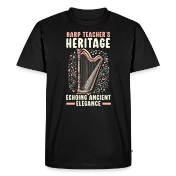Harp Teacher Harpist Music Instrument Harp Player - Men's Premium Organic T-Shirt - black - Front - Nico (187cm)