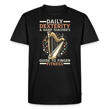 Professeur de harpe Harpiste Instrument de musique Joueur de harpe - T-shirt Premium bio Homme - noir - Devant - Nico (187cm)
