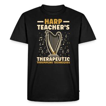 Harp Teacher Harpist Music Instrument Harp Player - Men's Premium Organic T-Shirt - black - Front - Nico (187cm)