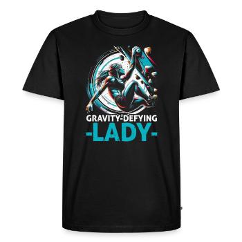Bouldering Girl Boulderer Rock Climbing Wall - Men's Premium Organic T-Shirt - black - Front - Nico (187cm)