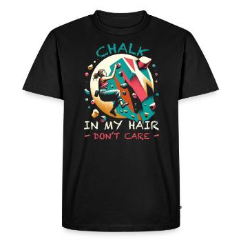Bouldering Girl Boulderer Rock Climbing Wall - Men's Premium Organic T-Shirt - black - Front - Nico (187cm)
