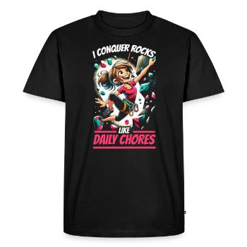 Bouldering Girl Boulderer Mur d’escalade - T-shirt Premium bio Homme - noir - Devant - Nico (187cm)