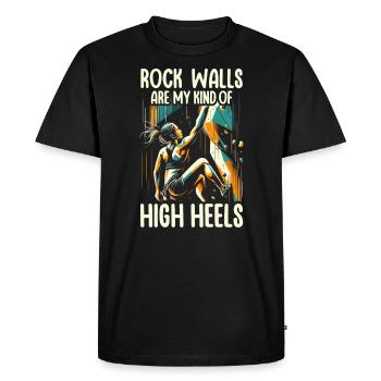 Bouldering Girl Boulderer Mur d’escalade - T-shirt Premium bio Homme - noir - Devant - Nico (187cm)
