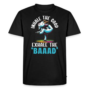 Funny Goat Yoga Meditation Yoga Instructor Namaste - Men's Premium Organic T-Shirt - black - Front - Nico (187cm)