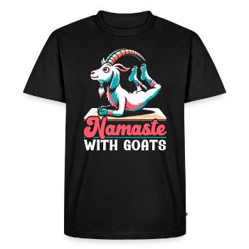 Funny Goat Yoga Meditation Yoga Instructor Namaste - Men's Premium Organic T-Shirt - black - Front - Nico (187cm)